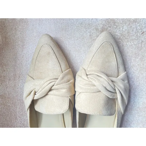 J.Crew Pointed Toe Slip-On Loafers Beige Suede‎ Knotted 9 Preppy Coastal Summer - Image 4