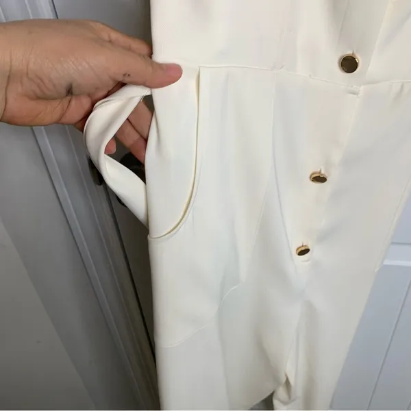 Zara white‎ belted jumpsuit size medium minimalist vacation summer - Image 8