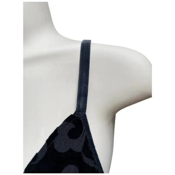 Victoria's Secret Black Cami Bra Babydoll Top M Devore Velvet Chiffon Whimsigoth Dark Fairy - Image 7