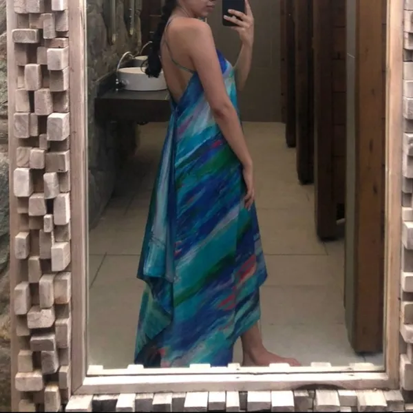 flowy and silky dress Blue Size XS - Image 2