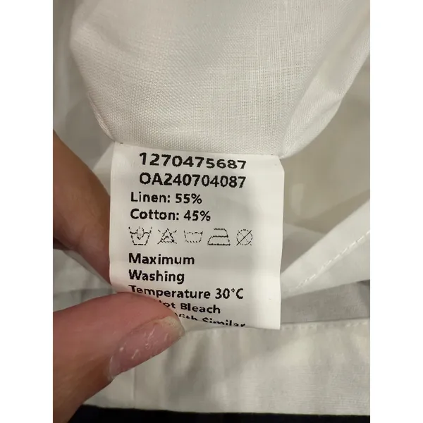 Commense Linen Cotton Minimalist Casual White Black Trim Dress Large - Image 7