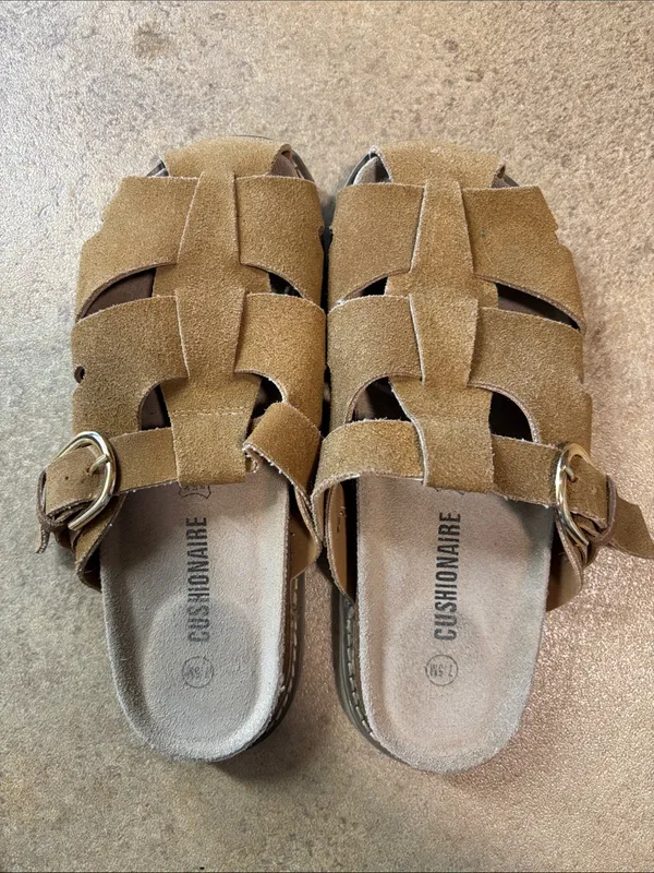 Women's Suede Woven Slide Sandals in Brown - Image 2