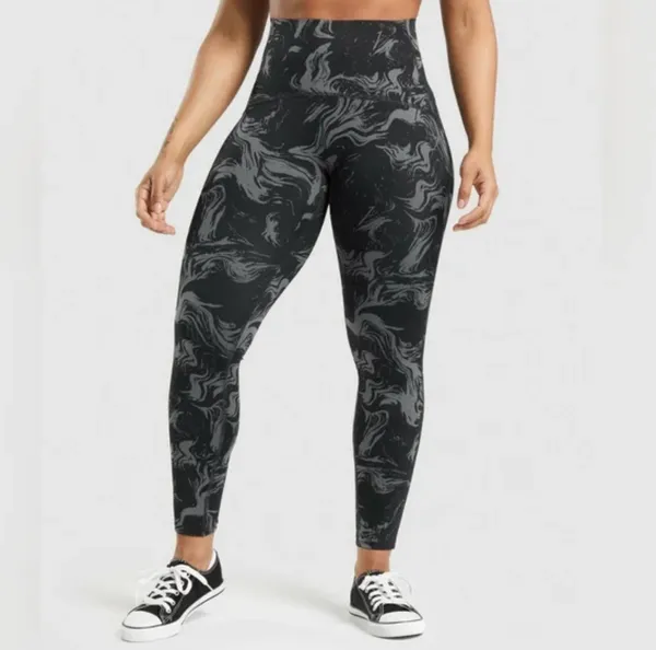 Gymshark Power High Rise Leggings - Black Print - Image 4