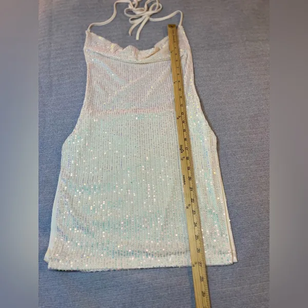 Elegant‎ Cream Halter Dress Sise Large - Image 5