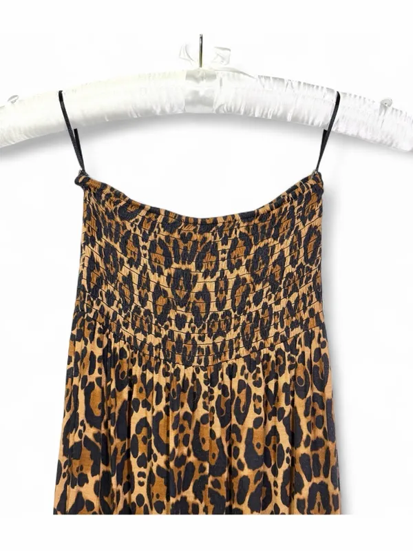H&M DIVIDED Women’s Strapless Animal Print Tube Smocked Top Maxi Dress Size US 4 - Image 9