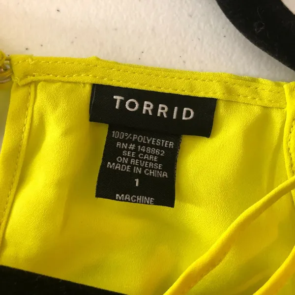 Torrid Womens Cami Tank Top Strappy Pleated Neon Yellow 1X - Image 3