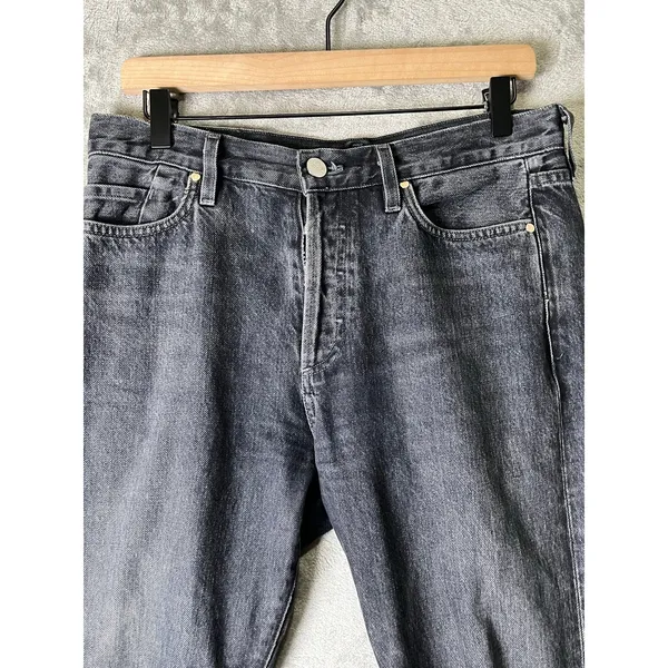 GOLDSIGN Low Slung Crop Jeans Black Relaxed Straight‎ Leg Denim Women's 26 - Image 2