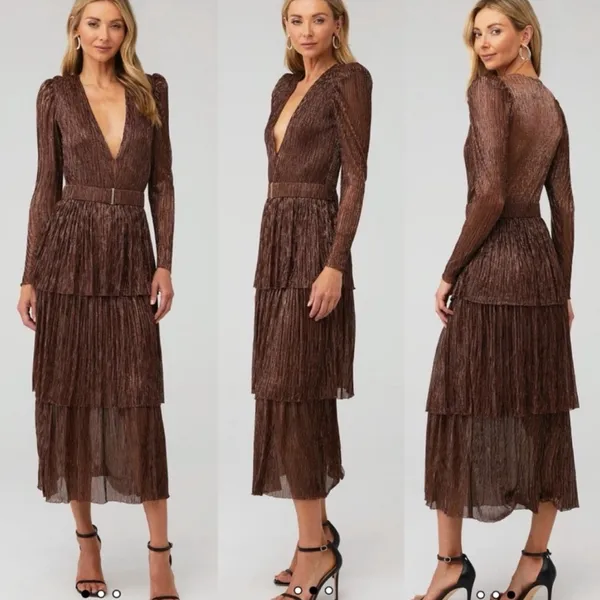 Sabina Musayev Carrie Formal Fall Winter Wedding Guest Long Dress Bronze XS - Image 2