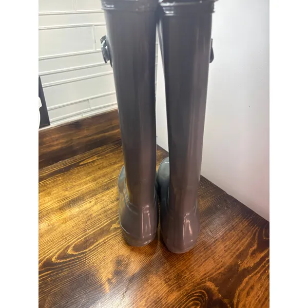 Hunter‎ Gray Tall Rain Boots Size 7 - Image 6