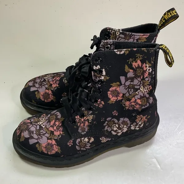 Dr. Martens Floral Canvas‎ Beckett Lace Up Boots Size 6 - Image 4