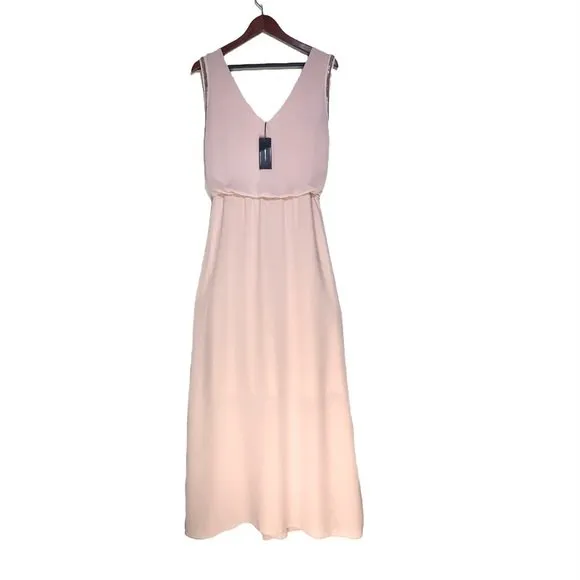 BCBGMaxazria Marlynn Sleeveless Sequin Trim Chiffon Maxi Dress Dusty Pink XXS - Image 2