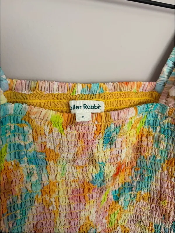 Roller Rabbit Sandrio Dove Watercolor Smocked Ruffle Top - Image 3