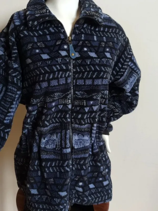 VTG USA Columbia Jacket Womens Sz MED Fleece Abstract Aztec Southwest Full Zip - Image 3