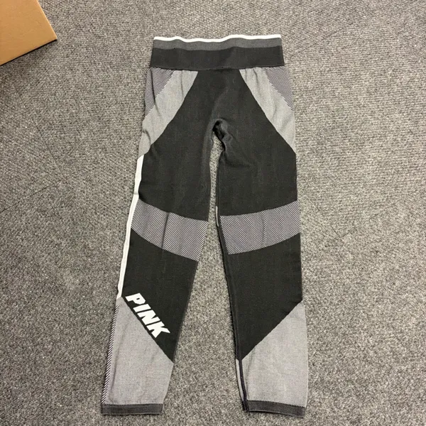 Pink Victorias Secret Cool & Comfy Leggings Black Grey Colorblock Large S1-022 - Image 3
