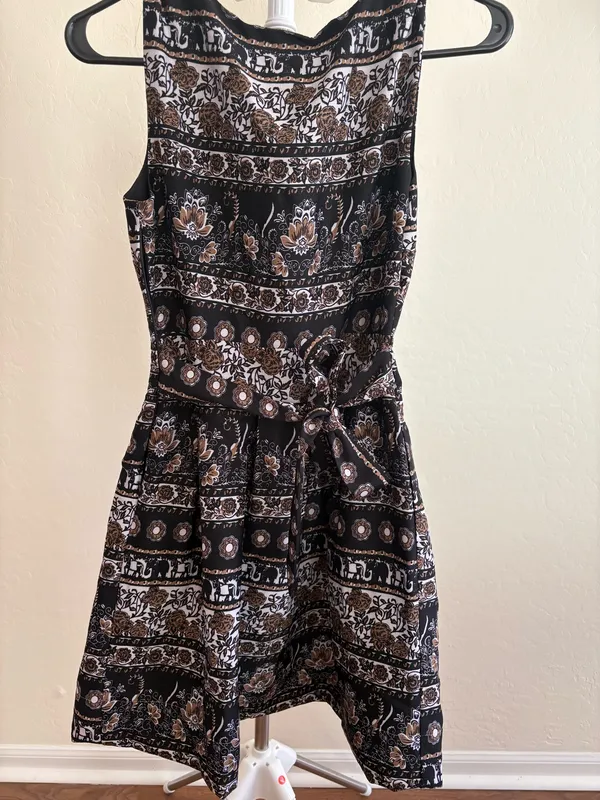 Brown Patterned Dress Size XS - Image 3