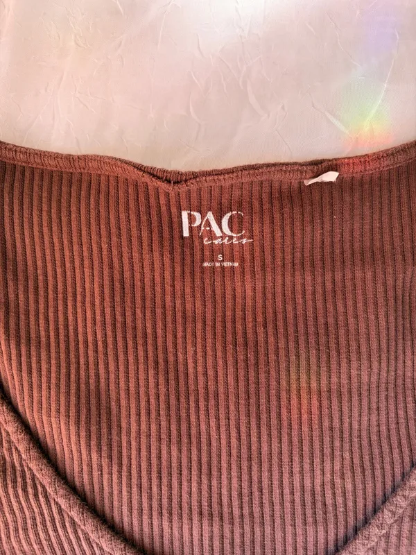 PacSun Top Long Sleeve Crop Ribbed brown - Image 3