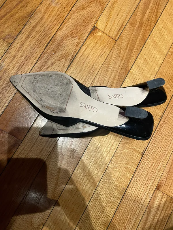 Franco Sarto Dune Leather Kitten Slip On Mules Sandals Pumps Heels coastal Pointed Toe Low Heel - Image 5