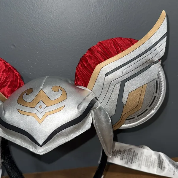 Disney Marvel Mighty Thor Mickey ears silver red gold winged helmet headband NEW - Image 3