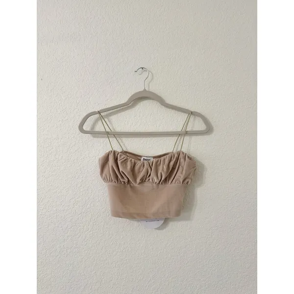 Princess Polly Pia Beige Ruched Crop Cami Top NWT Size US 6 - Image 2