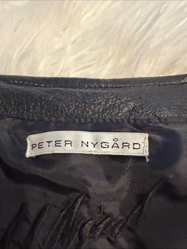 Peter Nygard Black Studded Leather-Front Jacket with zipper length 25” bust 36” - Image 8