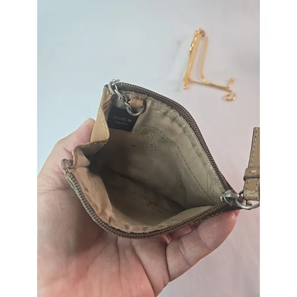 Coach ID Card Case Zip Coin Purse Keychain Signature Sable Brown - Vintage - Image 5