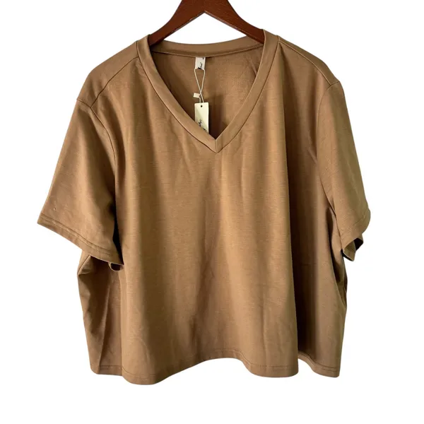 Agnes Orinda V-Neck T-Shirt Relaxed Fit Casual Everyday Top‎ 4X Cropped - Image 8