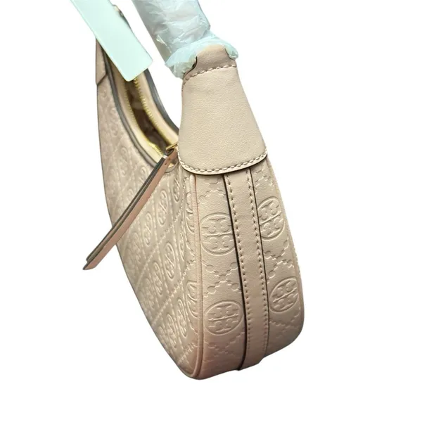 Tory Burch T Monogram Debossed Leather Crescent Shoulder Bag-Blush Pink New $469 - Image 7