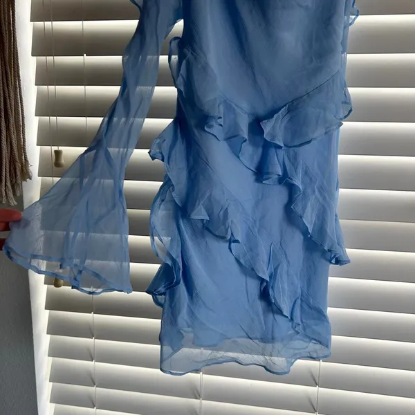 Shona Joy Layla Sky Blue Ruffle Long Sleeve Mini Dress Size 6 whimsi romantic - Image 3