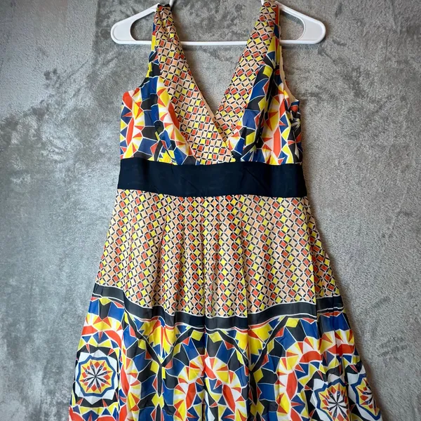 Ann‎ Taylor Geometric Kaleidoscope Maxi Dress Bold Abstract Print Size 2 New - Image 2
