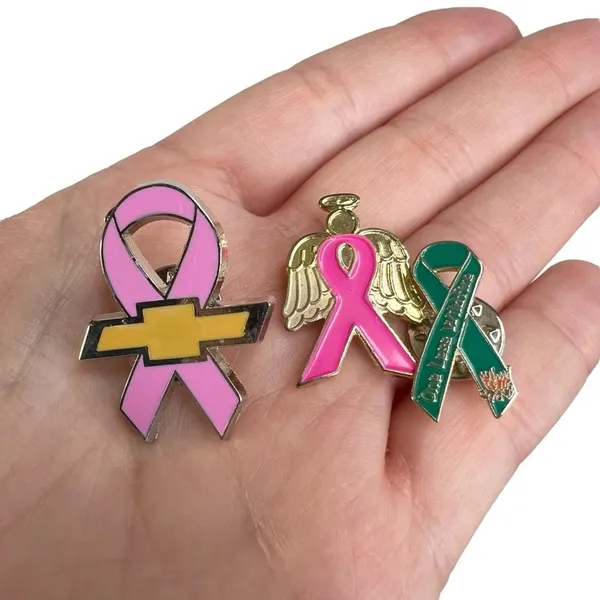 Lot of 4 Ribbon Lapel Pins Breast Cancer & One Less Wildfire - Image 4