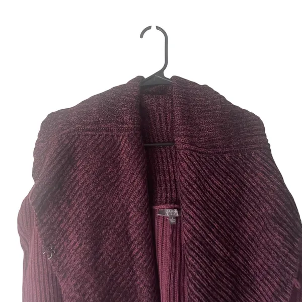 Lisa Rinna Collection Women Large Red‎ Maroon Wrap Cardigan Chunky Sweater - Image 3