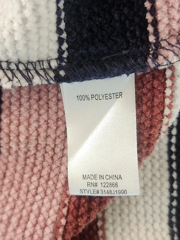 Chenault Pink and Navy Striped Chenille Pullover Size Large - Image 8
