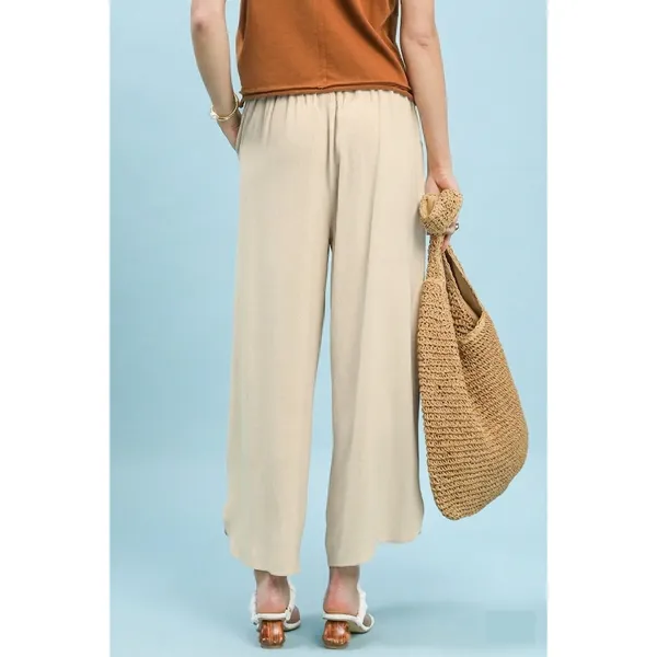 Umgee‎ Linen Embroidered Wide-Leg Boho Pants - Medium - Image 3