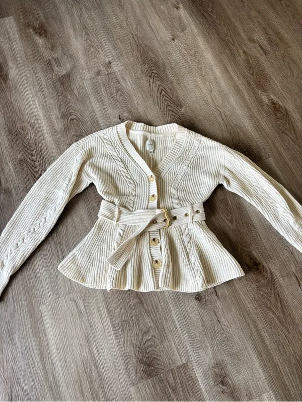 Women’s Maeve Belted Cable Cardigan Sweater - Image 4