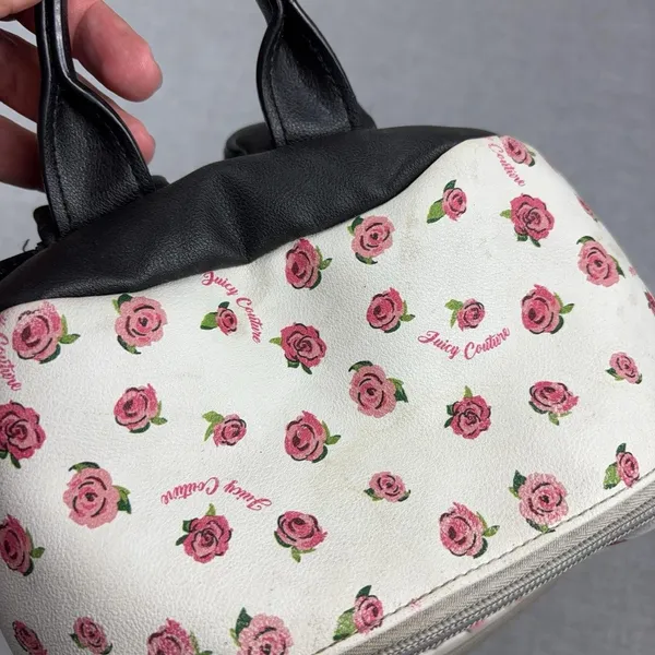 Juicy Couture Backpack White Pink Rose Floral Multi Zip Coquette Y2K Style - Image 4