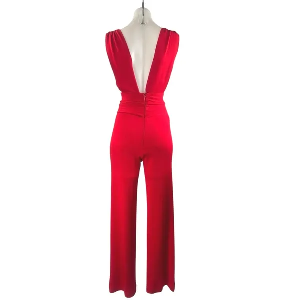 House of CB London Benedetta Red Sleeveless Straight Leg Tank Romper Jumpsuit XS - Image 3