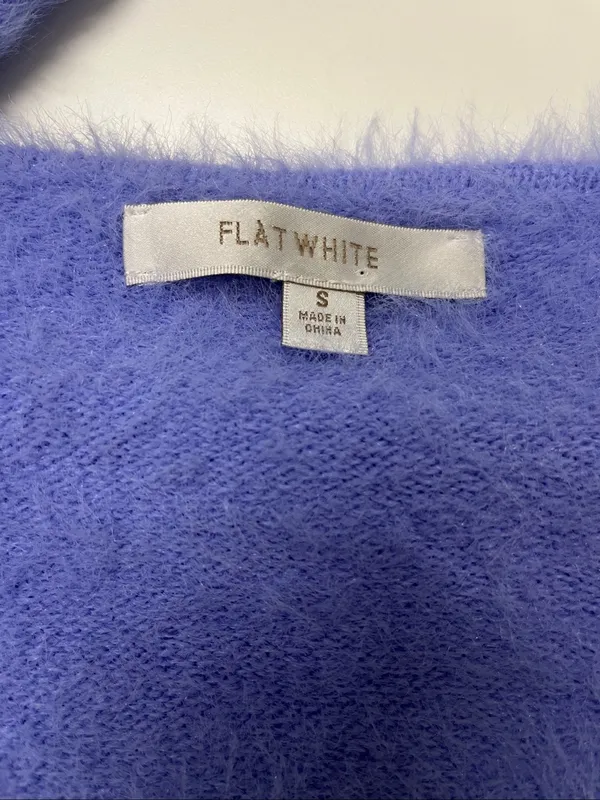 Flat White Cozy Tie-Front Fuzzy Cardigan in Lilac size S - Image 4