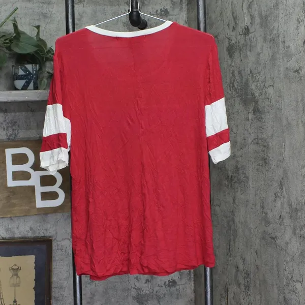 NWT Rebellious One Knit Football T-Shirt Top American Beauty Red / White XL - Image 3