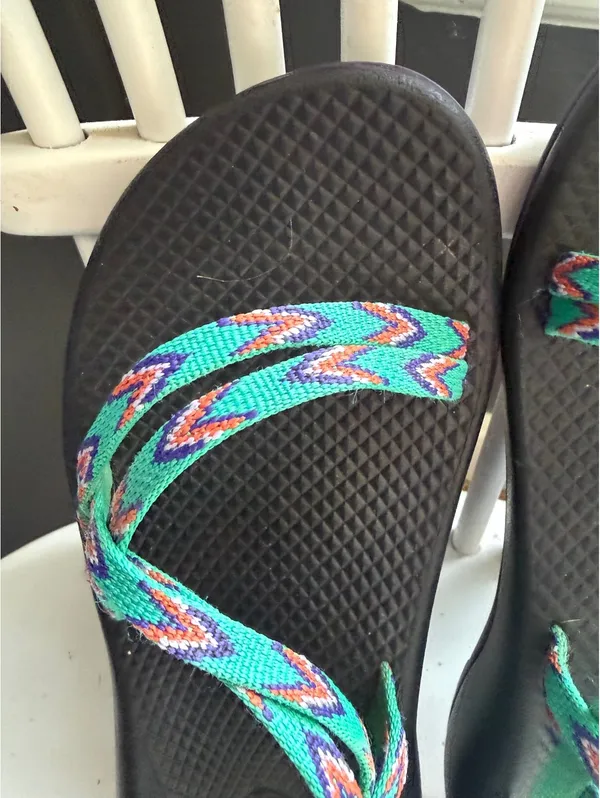 Chaco Women's Adjustable Strappy Sandals in Multi Green and Purple - Image 4