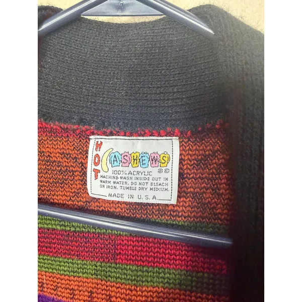 Vintage Hot Cashews‎ Multi Color Geometric Shawl Cardigan Sweater USA Made - Image 6