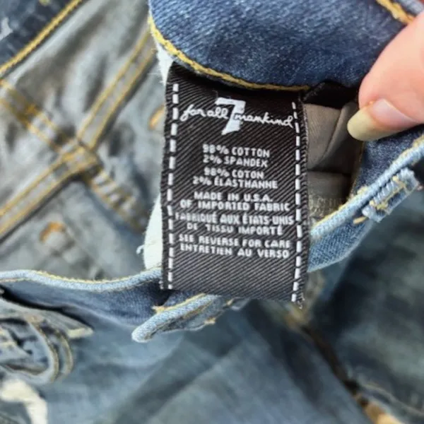 7 For All Mankind The Skinny Distressed 32 Med Wash Destroyed Stretch Jeans - Image 10