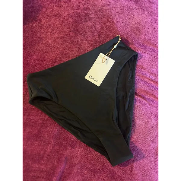 QUINCE High Rise High Leg Bikini Bottom MINIMALIST Black Size Medium M NWT NEW - Image 3