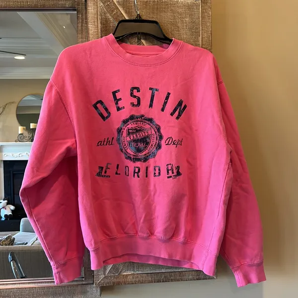Comfy Sweatshirt Beach Florida Cotton Destin Pink Pullover Womens Medium - Image 5