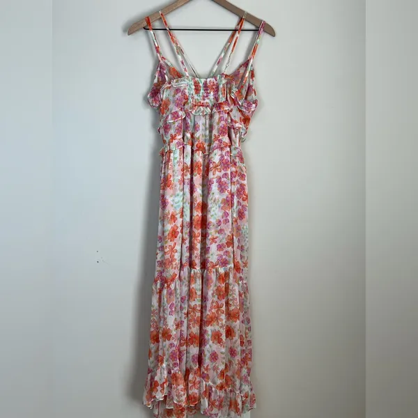 Misa‎ Los Angeles Halter Ruffle Midi Dress Floral Flowy Asymmetrical Size Small - Image 7