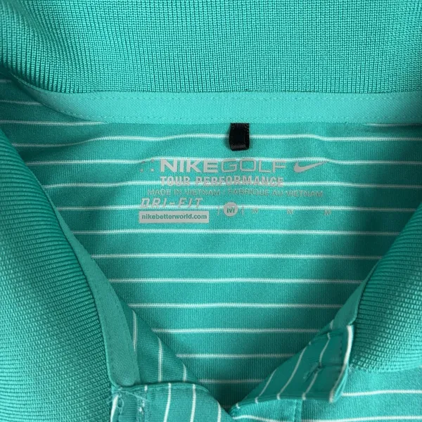 Nike Golf Polo Shirt Womens Medium Green Striped‎ Dri-FIT Quicken Loans National - Image 9