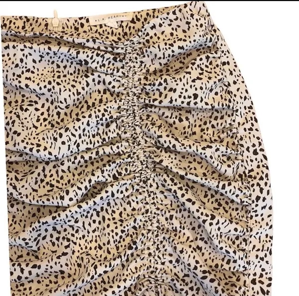 PacSun LA Hearts Ruched Leopard Cheetah Mini Skirt Lightweight Tan Black M - Image 6