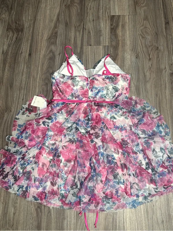 Pink Floral Tie-Waist Mini Dress - Image 14