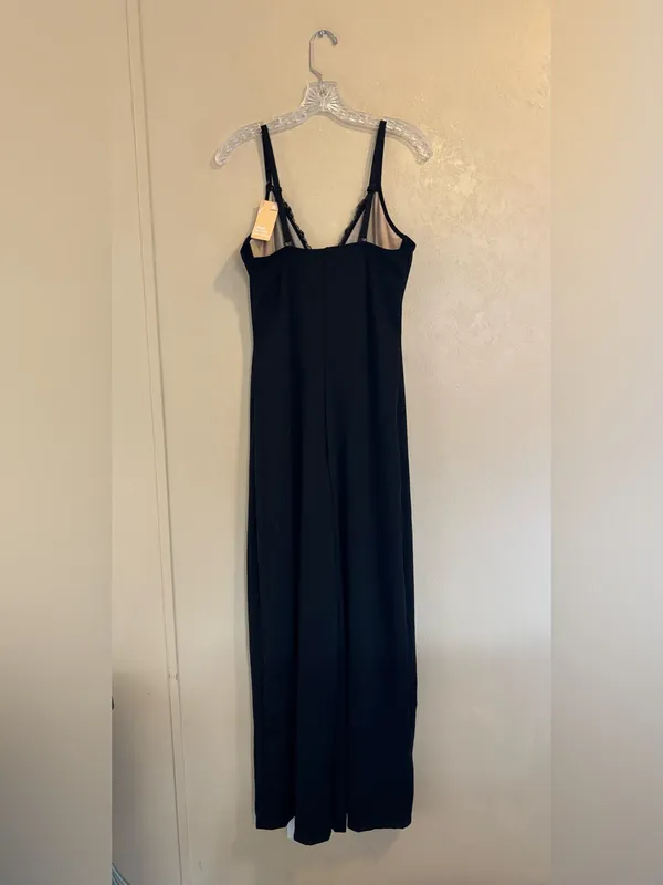 NWT Popilush Shapewear Lace Deep V-Neck Sculpting Wide Leg Jumpsuit sz L - Image 2