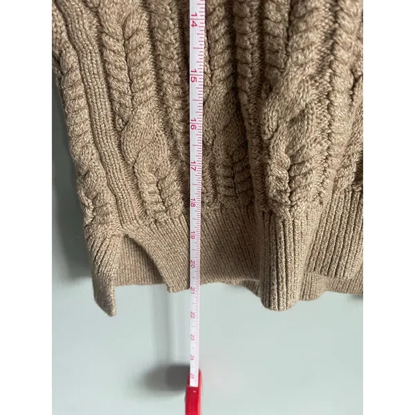 Abercrombie and Fitch Tan Cableknit Sweater Vest Medium Academia Preppy Neutral - Image 4