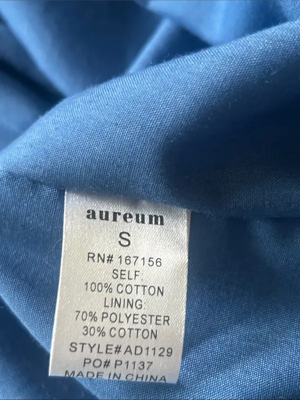 AUREUM Mini Fit And Flare Smocked Blue Dress Size Small - Image 11